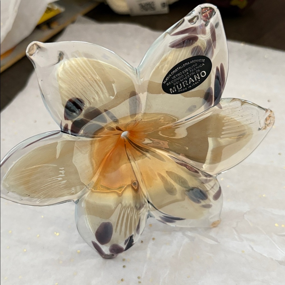 - Italian Murano Art Glass gold $ Mixed Colors Pedals 6 pedals Handmade - Picture 3 of 7